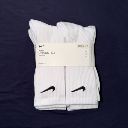 FREE Shipping- Nike Everyday Plus Cushion Crew Training Socks (6 Pair) nkSX6897 065 - White